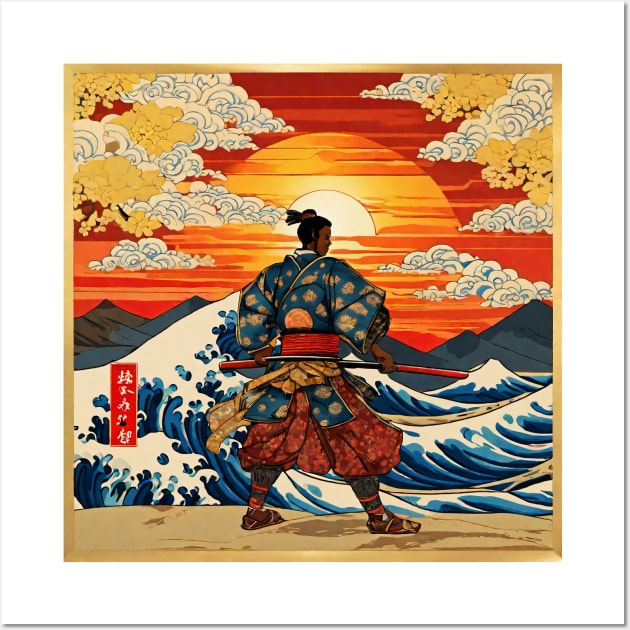 African Samurai Warrior Yasuke Ukiyo-e Wall Art by ComicMoon